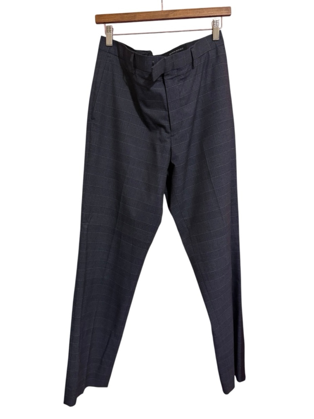 Men's Navy Blue Windowpane Dress Pants